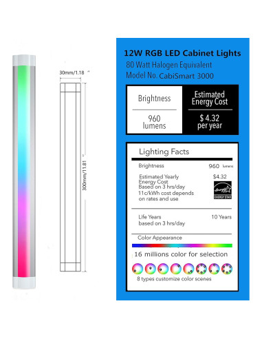 Luces LED de tira RGB LAMPAOUS 30.48cm 3PCS control Alexa