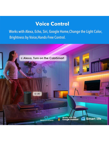 Luces LED de tira RGB LAMPAOUS 30.48cm 3PCS control Alexa