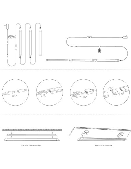 Luces LED de tira RGB LAMPAOUS 30.48cm 3PCS control Alexa