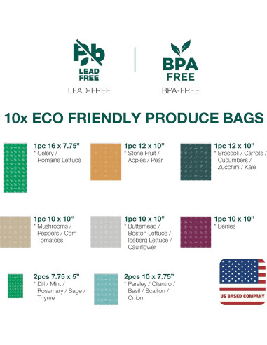 Bolsas Reutilizables Eparé para Verduras y Frutas - Set de 10