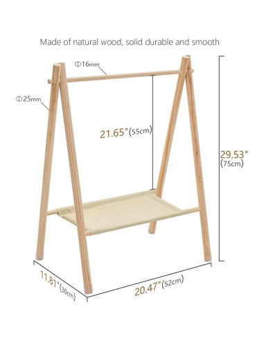 Perchero de Madera Morimoe Mediano Beige para Mascotas y Bebés