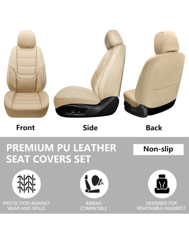 Cubiertas de Asiento de Coche de Cuero BABYBLU Beige 2 Piezas