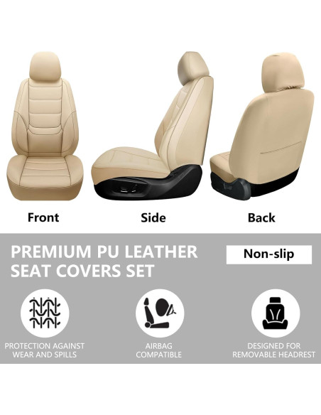 Cubiertas de Asiento de Coche de Cuero BABYBLU Beige 2 Piezas