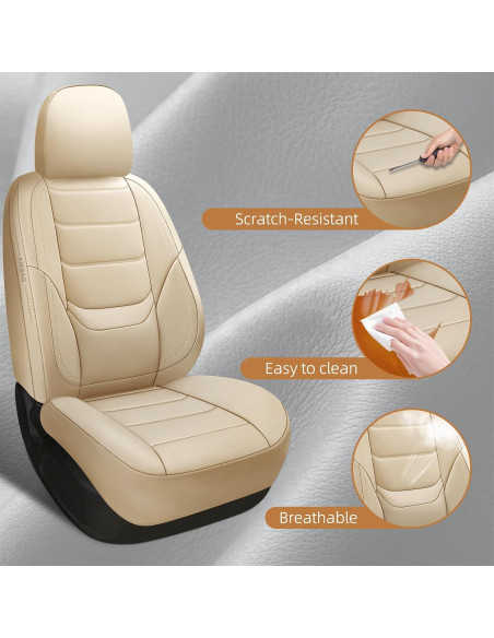 Cubiertas de Asiento de Coche de Cuero BABYBLU Beige 2 Piezas