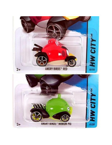 Juguete Hot Wheels Angry Birds Pájaro Rojo y Cerdo Minion