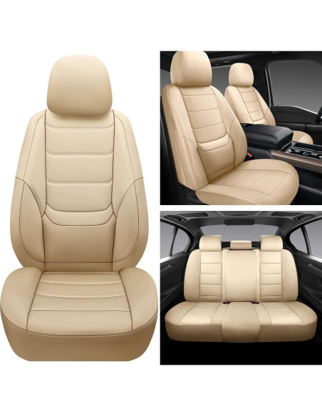 Cubiertas de Asiento de Coche de Cuero BABYBLU Beige 2 Piezas