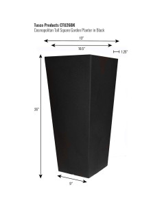 Macetero Alto Cuadrado Tusco Products CTU26BK 66 cm Negro 2
