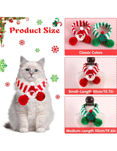 Bufanda Navideña para Mascotas Kunyeah - 2 Piezas, Pequeña