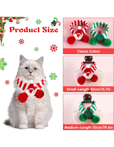 Bufanda Navideña para Mascotas Kunyeah - 2 Piezas, Pequeña