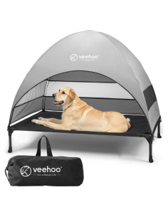 Cama Elevada para Perros Veehoo con Dosel Sombra Negra 106.68x76.2cm