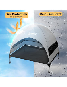 Cama Elevada para Perros Veehoo con Dosel Sombra Negra 106.68x76.2cm 2