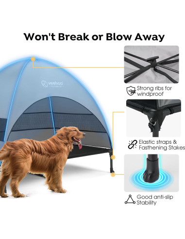 Cama Elevada para Perros Veehoo con Dosel Sombra Negra 106.68x76.2cm