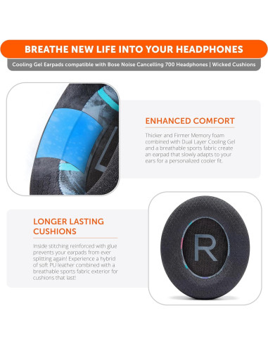 Almohadillas de Gel Refrigerante Wicked Cushions para Bose 700