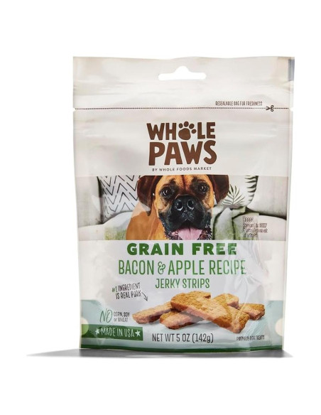 Golosinas para Perro Whole Paws Jerky Sin Granos 142g Tocino y Manzana