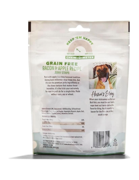 Golosinas para Perro Whole Paws Jerky Sin Granos 142g Tocino y Manzana