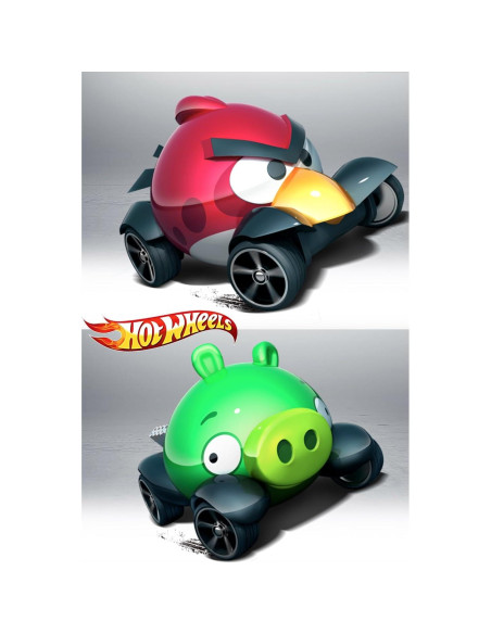 Juguete Hot Wheels Angry Birds Pájaro Rojo y Cerdo Minion
