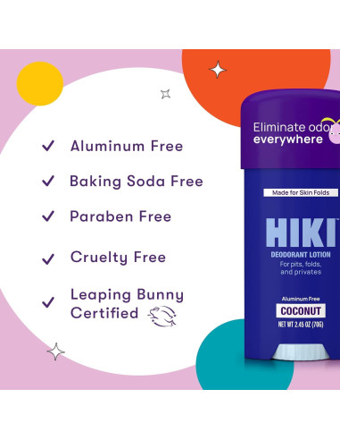 Crema Desodorante HIKI Coco 69.57g Piel Sensible Sin Aluminio