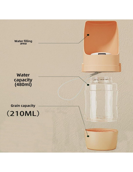 Botella de Agua Portátil para Perros WZADXMC 2 en 1 480ml