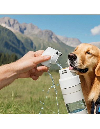 Botella de Agua Portátil para Perros WZADXMC 2 en 1 480ml