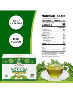Té de Moringa Orgánico Veda 30 Bolsitas en Pirámide 2.5g 2