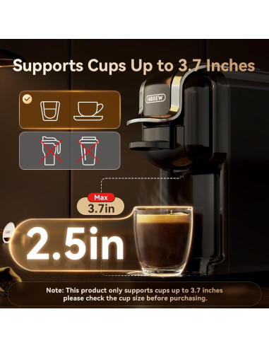Cafetera HiBREW H2B 5-en-1 Espresso 19 Bar Compacta Negra