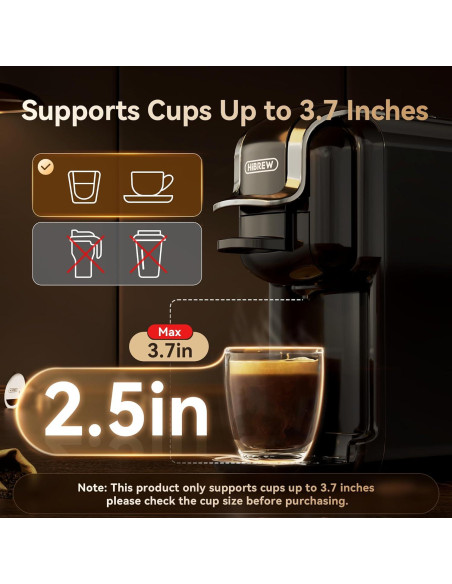 Cafetera HiBREW H2B 5-en-1 Espresso 19 Bar Compacta Negra