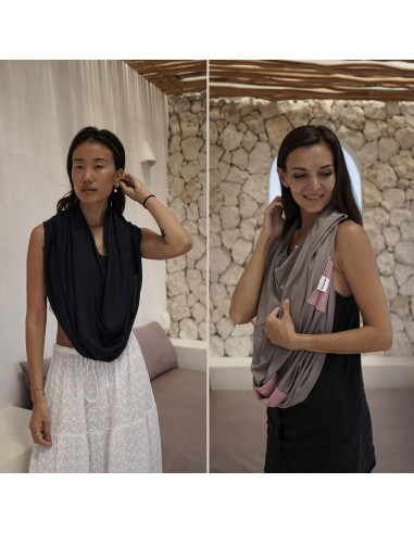 Cubierta de Lactancia de Bambú 6 en 1 con Bolsillos Beige/Rosa