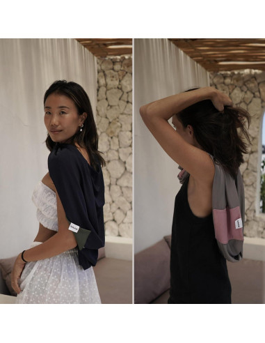 Cubierta de Lactancia de Bambú 6 en 1 con Bolsillos Beige/Rosa