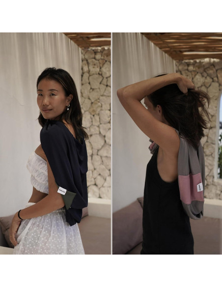 Cubierta de Lactancia de Bambú 6 en 1 con Bolsillos Beige/Rosa