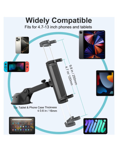 Soporte de Tablet para Coche Dosvsi con Ventosa Fuerte 11.4x19.1cm