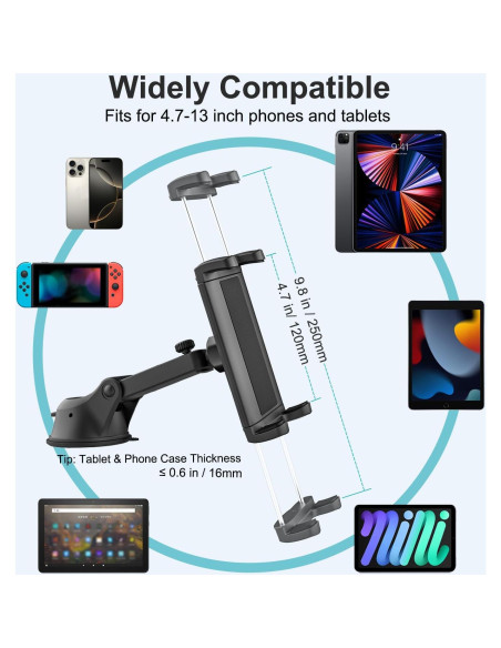 Soporte de Tablet para Coche Dosvsi con Ventosa Fuerte 11.4x19.1cm