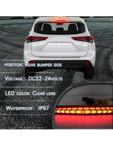 Luz de freno trasera LED GEEGEETOP para Toyota Highlander 2021-2025