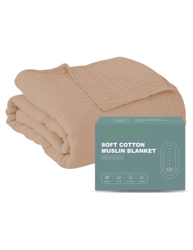 Manta de Muselina 4 Capas Cosy Family 140x203 cm Marrón
