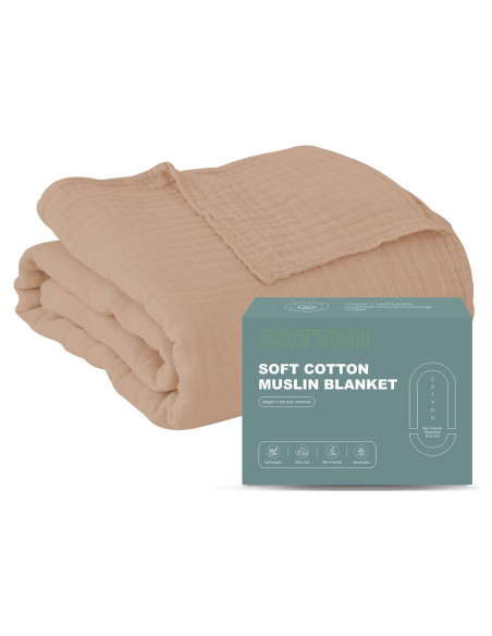 Manta de Muselina 4 Capas Cosy Family 140x203 cm Marrón