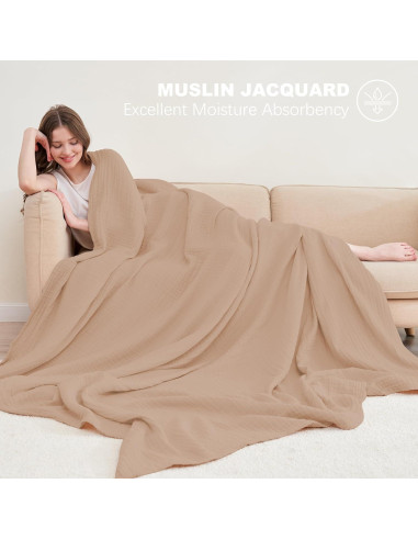 Manta de Muselina 4 Capas Cosy Family 140x203 cm Marrón