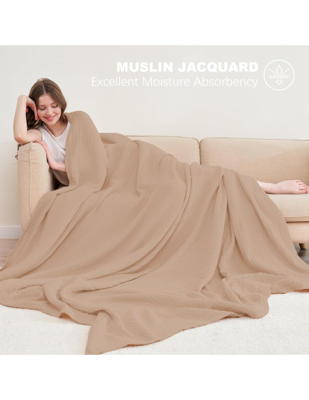 Manta de Muselina 4 Capas Cosy Family 140x203 cm Marrón