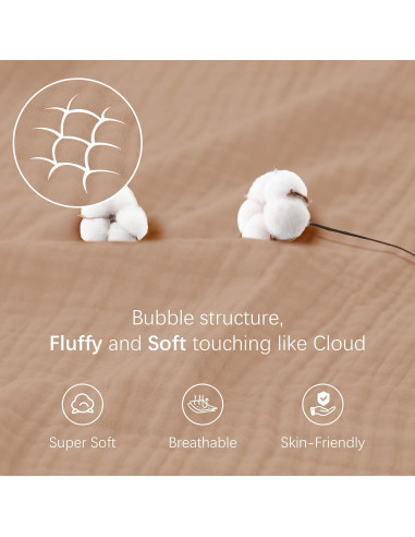 Manta de Muselina 4 Capas Cosy Family 140x203 cm Marrón