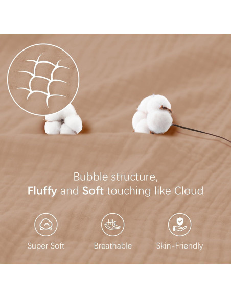 Manta de Muselina 4 Capas Cosy Family 140x203 cm Marrón