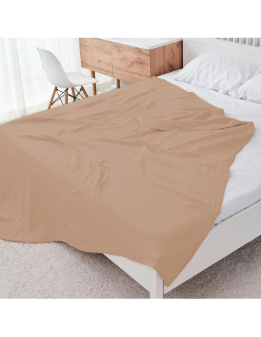 Manta de Muselina 4 Capas Cosy Family 140x203 cm Marrón