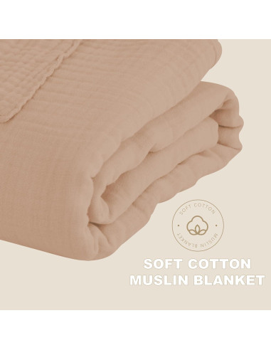 Manta de Muselina 4 Capas Cosy Family 140x203 cm Marrón