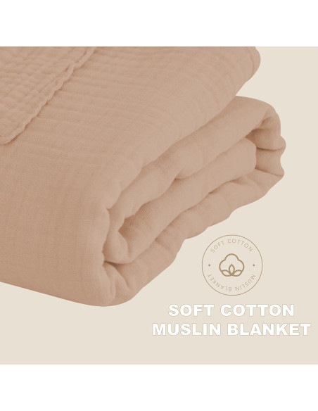 Manta de Muselina 4 Capas Cosy Family 140x203 cm Marrón
