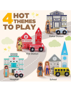 Juego de Tren de Madera SainSmart Jr. 112 Piezas para Niños 2