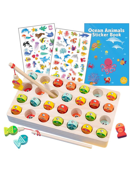 Juego de Pesca Magnético de Madera Haktoys con Letras y Libro