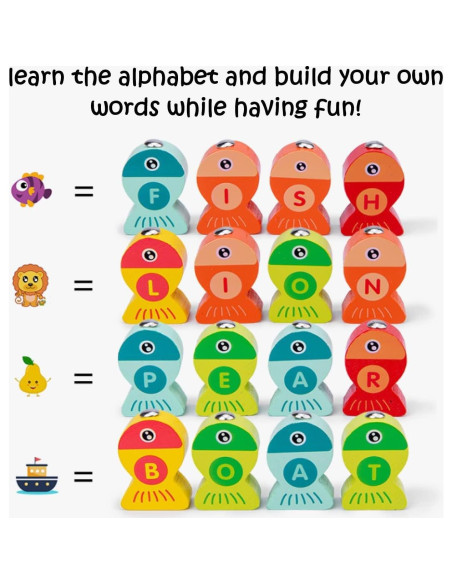 Juego de Pesca Magnético de Madera Haktoys con Letras y Libro