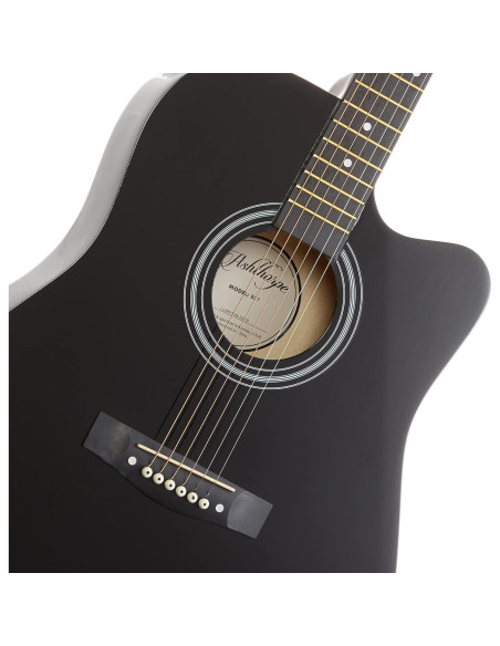 Guitarra acústica Ashthorpe 41" negra para principiantes con kit Guitarra acústica Ashthorpe 41" negra para principiantes con kit