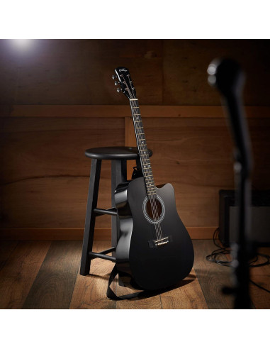 Guitarra acústica Ashthorpe 41" negra para principiantes con kit