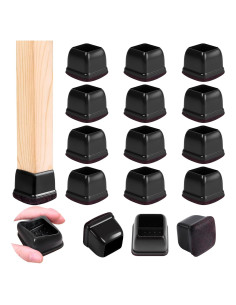 16 Protectores de Suelo para Patas de Silla XLP - Silicona Negra