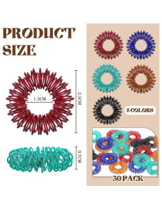 30 Anillos de Acupresión Blulu para Alivio del Estrés - Colores Frescos 2