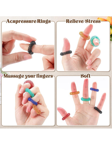 30 Anillos de Acupresión Blulu para Alivio del Estrés - Colores Frescos