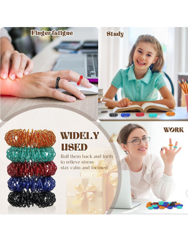 30 Anillos de Acupresión Blulu para Alivio del Estrés - Colores Frescos